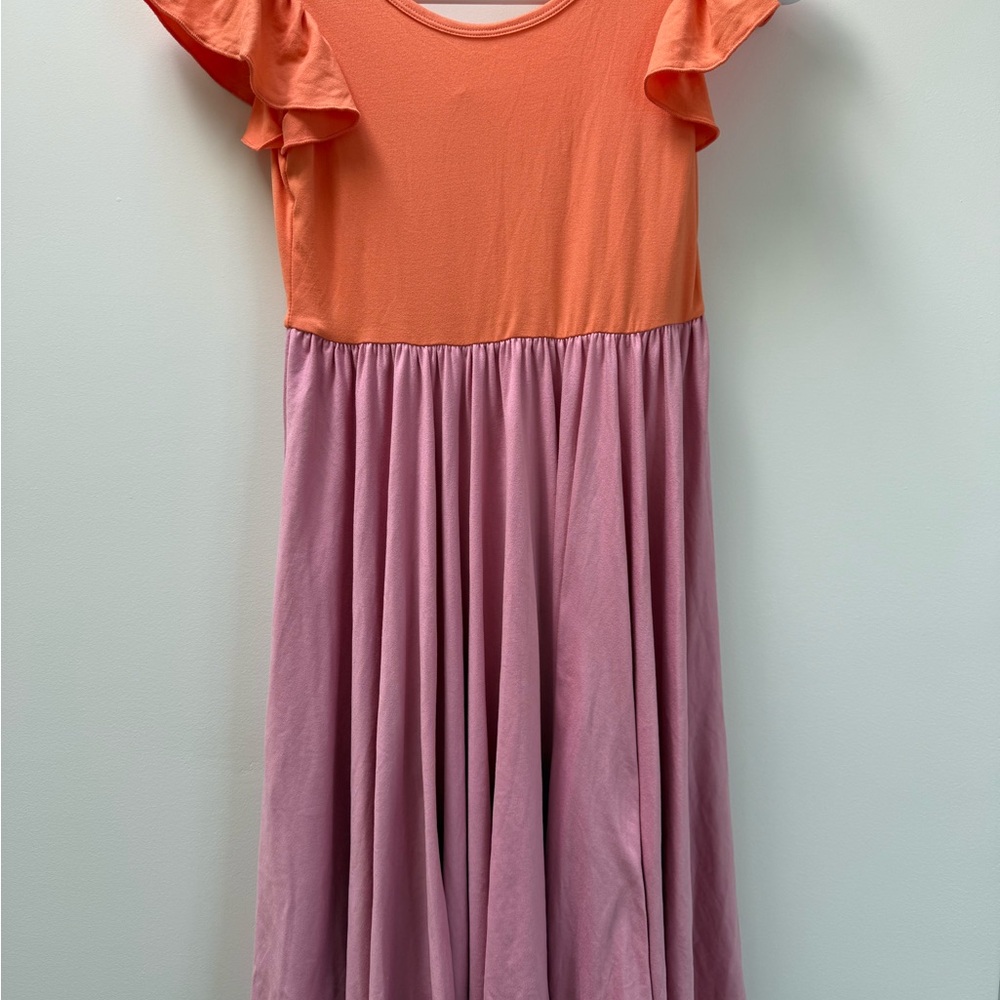 Dot Dot Smile Orange and Pink Flutter Sleeve Dress